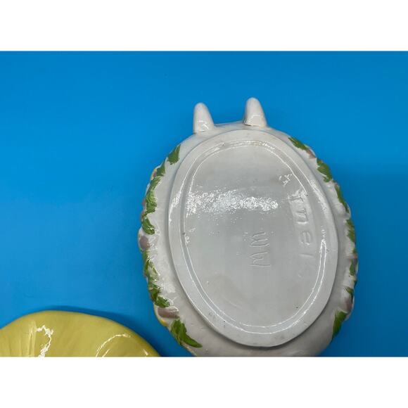 Arnels Mid-Century Yellow Ceramic Soup Tureen Floral Design with Lid 9" Long - Picture 8 of 10